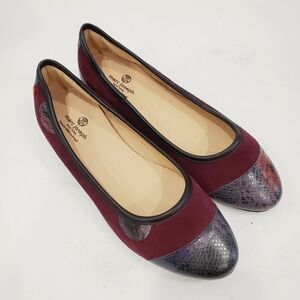 NEW Marc Joseph New York Burgubdy Snake Print Ballet Flats